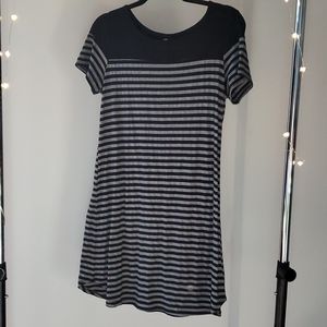 Modcloth Black and gray striped shirt dress